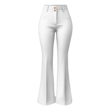 Realistic isolated white high waist button up flare leg dressy casual trouser pants. sticker