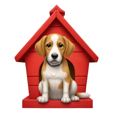 Dog sitting on a red dog house sticker