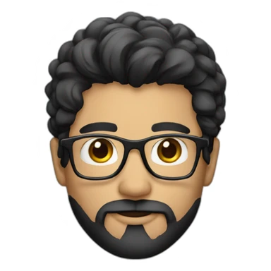 Handsome man with black hair and beard and glasses sticker