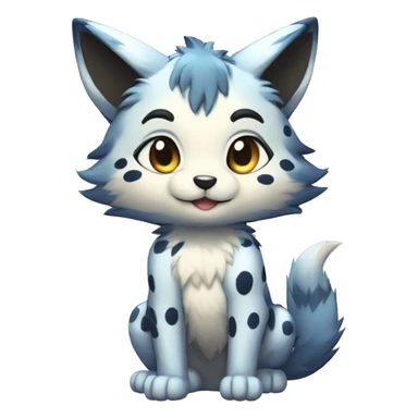 shiny, spotted, Kemono-style, Chibi, Anthro-Fur-Sona-Fakémon, Full Body sticker