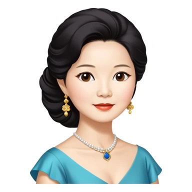 Teresa Teng famous Chinese singer with classic hairstyle, chest up portrait sticker