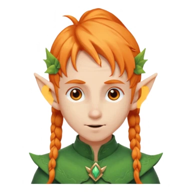 Orange Haired Elf, Elf boy with orange ponytail hair sticker