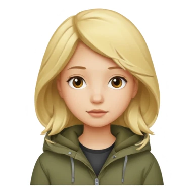 Girl wearing a parke sweatshirt with blonde hair sticker