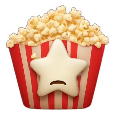 A RED STAR THAT HAS A POPCORN IN THE CENTER sticker