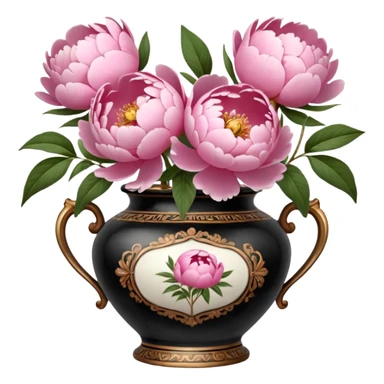 Pink peonies in a vintage vase sticker