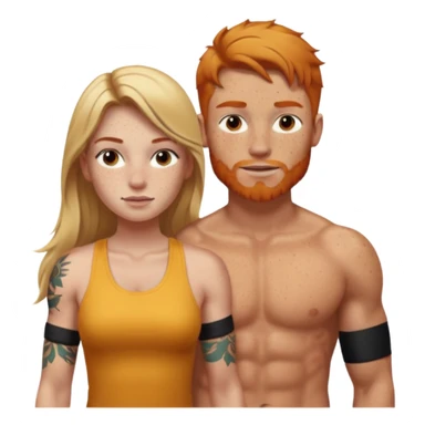 girl with long blonde hair and tattoos next to an athletic masculine ginger girl  sticker