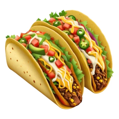 Cinematic vibrant tacos, warm soft shells filled with flavorful meats, fresh vegetables, cheese, and zesty salsa, colorful and lively, ultra-detailed and appetizing. sticker