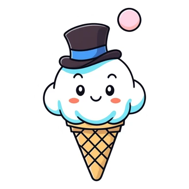 Ice cream with a top hat sticker