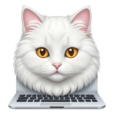 White cat with PC sticker