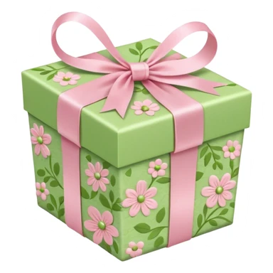 light green and light pink floral gift box sticker