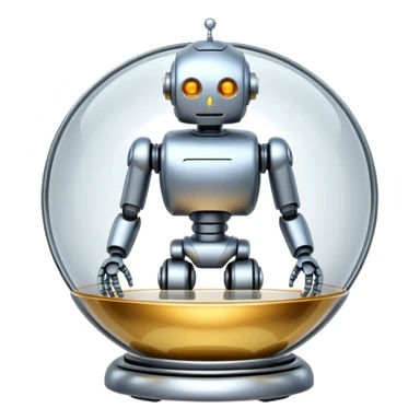 robot in a glass bowl sticker