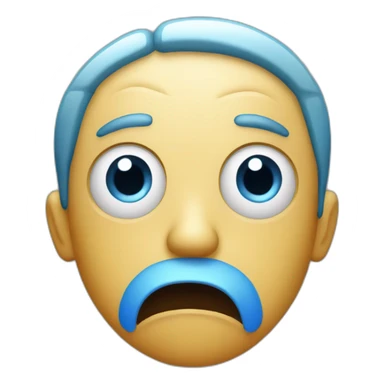 in the style of apple emoji’s a full face shocked emoji with a blue fade front and big round eyes and a shocked mouth sticker