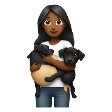girl with big belly holding black dog sticker