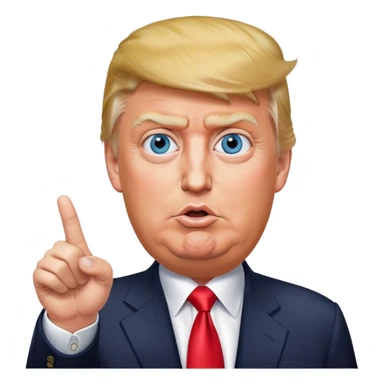 Super realistic Donald Trump pointing finger up, realistic eyes sticker