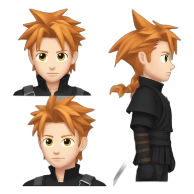 Ginger hair and freckles. Cloud strife. Black ninja clothes sticker
