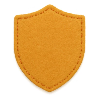 <StylePrompt>
  <Name>Minimal Felt Appliqué Icon</Name>
  <Description>
    A simplified plush icon style with soft felt textures, minimal facial features, and gentle stitching. Focuses on iconic shapes with low visual complexity for maximum clarity at small sizes.
  </Description>
  <VisualProperties>
    <Material>Felt</Material>
    <Texture>Soft, matte surface with faint fiber detail</Texture>
    <Stitching>
      <Type>Thin thread</Type>
      <Color>Muted orange or brown</Color>
      <Pattern>Sparse edge stitching only</Pattern>
    </Stitching>
    <Padding>Low to moderate—slightly puffy but not high-relief</Padding>
    <Edges>Smooth, rounded</Edges>
    <ColorPalette>
      <Primary>Warm yellows, oranges, and browns</Primary>
      <Accent>Minimal dark brown for eyes and nose</Accent>
      <Background>Plain or soft gradient, off-white preferred</Background>
    </ColorPalette>
  </VisualProperties>
  <FacialFeatures>
    <Eyes>Small circles, dark brown</Eyes>
    <Nose>Simple dot or triangle</Nose>
    <Mouth>Omit or use curved line only</Mouth>
    <DetailLevel>Low</DetailLevel>
  </FacialFeatures>
  <Rendering>
    <Lighting>Flat and soft, minimal shadows</Lighting>
    <Perspective>Side or front profile, no complex angles</Perspective>
  </Rendering>
  <Applicability>
    <SubjectType>Animals, objects, icons</SubjectType>
    <OutputFormat>Flat icon or patch-style asset</OutputFormat>
  </Applicability>
</StylePrompt>


{subject} = shield sticker