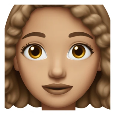 A very light skin girl with blush highlighter bronzer and mascara on with brown hair and blue eyes sticker