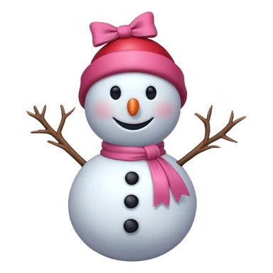 Red snowman with pink bow sticker