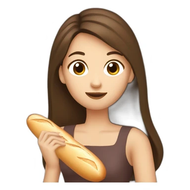 brunette eating french baguette sticker