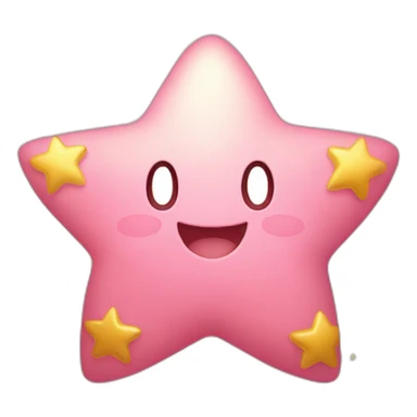 clean cute happy Kirby with a golden star sticker