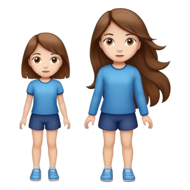 full body girl with brown hair standing up neutral expression sticker
