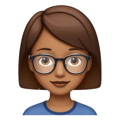 A person emoji with glasses and small smile with short brown hair sticker