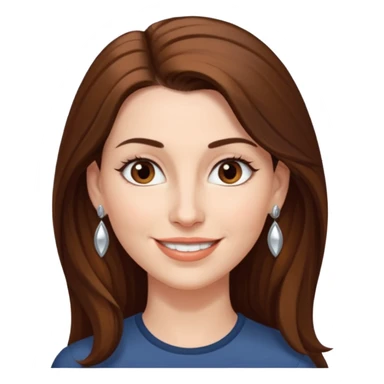 Head without neck of a 35-year-old woman, white skin, long brown hair combed to the left side and small silver earrings, small lips and pointed nose, brown eyes. sticker