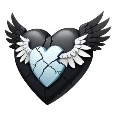 Black broken heart with clipped wings  sticker