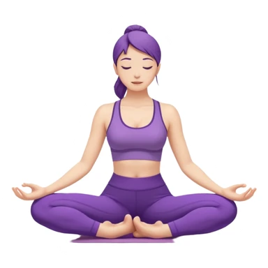 A woman in purple yoga clothes seated and bending forward to touch her toes, calm minimalist art style. sticker