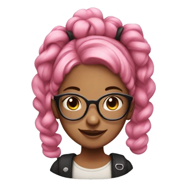 Smiling pink hair girl with glasses and space buns sticker
