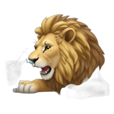 lion drinking water sticker
