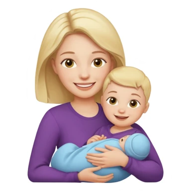 A woman holding a baby sticker