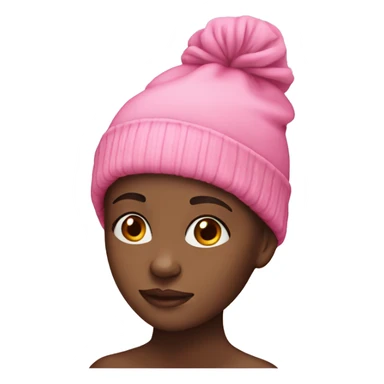 Black girl wearing pink beanie  sticker