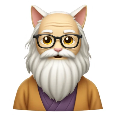 An old Japanese Sensei Cat with a long beard sticker