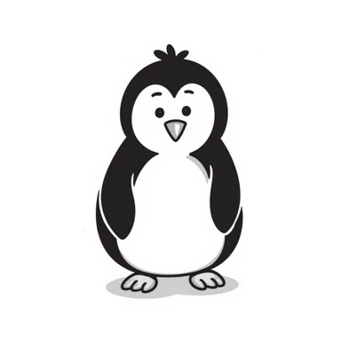penguin, hand drawn, sketch style, notion doodle style sticker