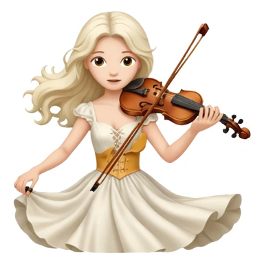 woman playing violin with white dress sticker