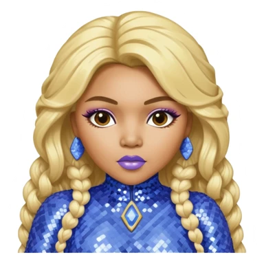 Lil Kim with blonde hair, periwinkle sequin outfit sticker
