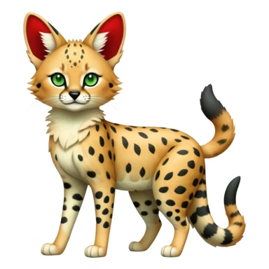 Kawaii Cute Edgy Black Green Red ethereal Serval-Fionbri-Vernid full body sticker