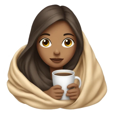 girl brunette inside a blanket sipping coffee eyes closed sticker