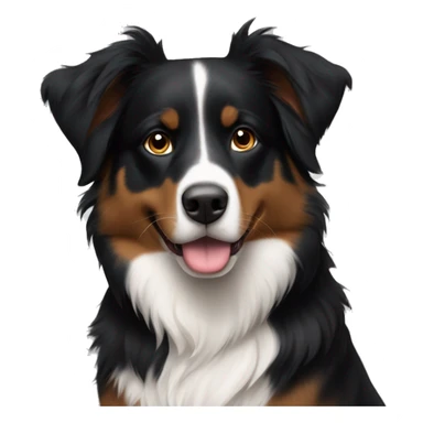 black tri Australian Shepard with half white face  sticker