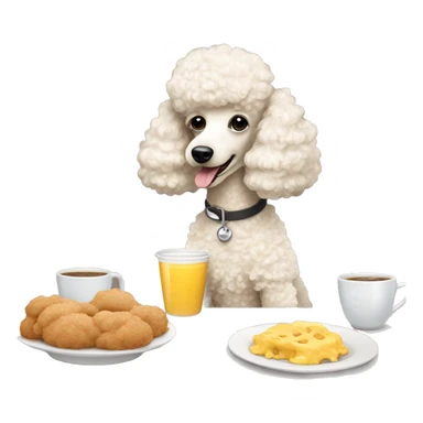 cream girl poodle having breakfast  sticker