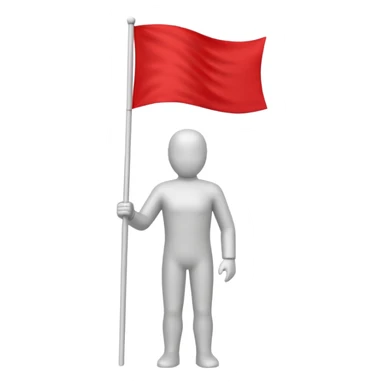minimalist white human silhouette holding a red flag sticker