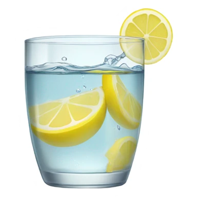 a glass of water with lemon sticker