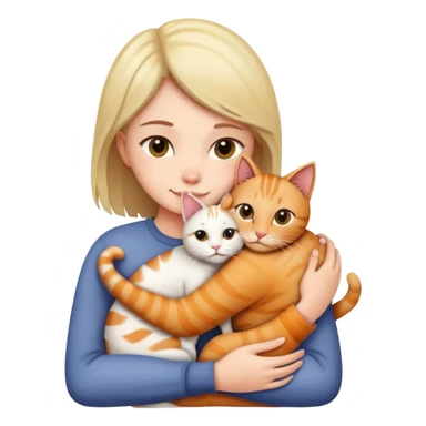 person hugging a cat sticker
