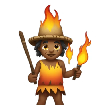 Aborigines with fire torch in a hand sticker