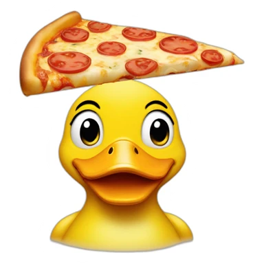 yellow duck frontal face holding pizza sticker
