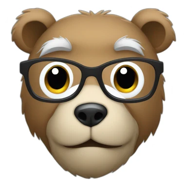 Bear face with gray hair and square glasses sticker