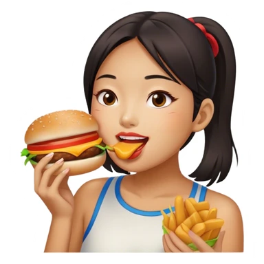 queena yuan eating a burger sticker