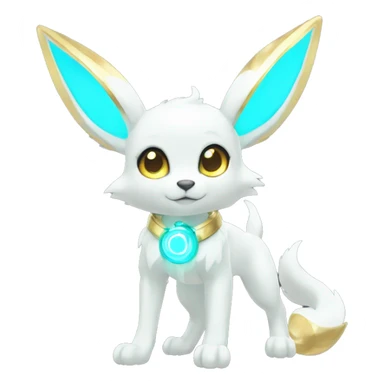 Shiny White Angelic Electric Albino Umbreon. cyan eyes and cyan markings. Golden rings full body sticker