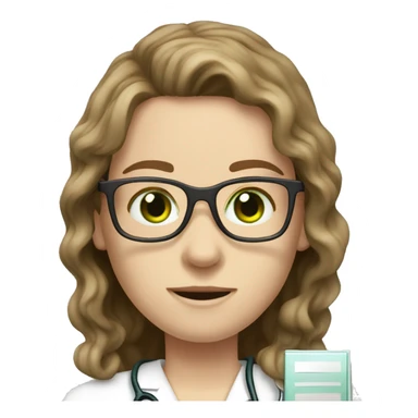 doctor pale white skin brown wavy hair green eyes glasses sticker